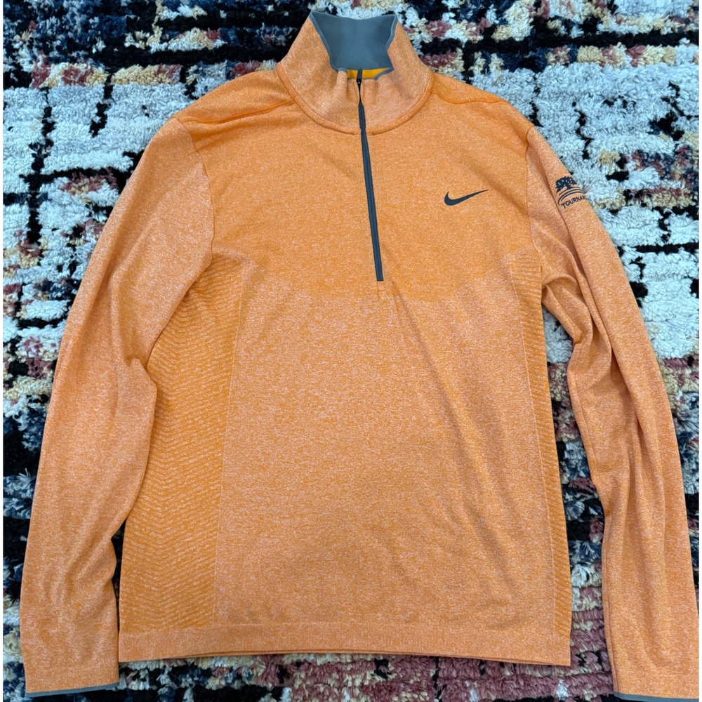 Nike Golf Mens Dri-FIT 1/4 Zip Orange Tournament Club of Iowa Arnold Palmer M